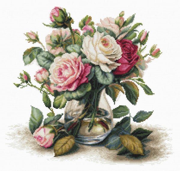 Borduurpakket - Vase with Roses