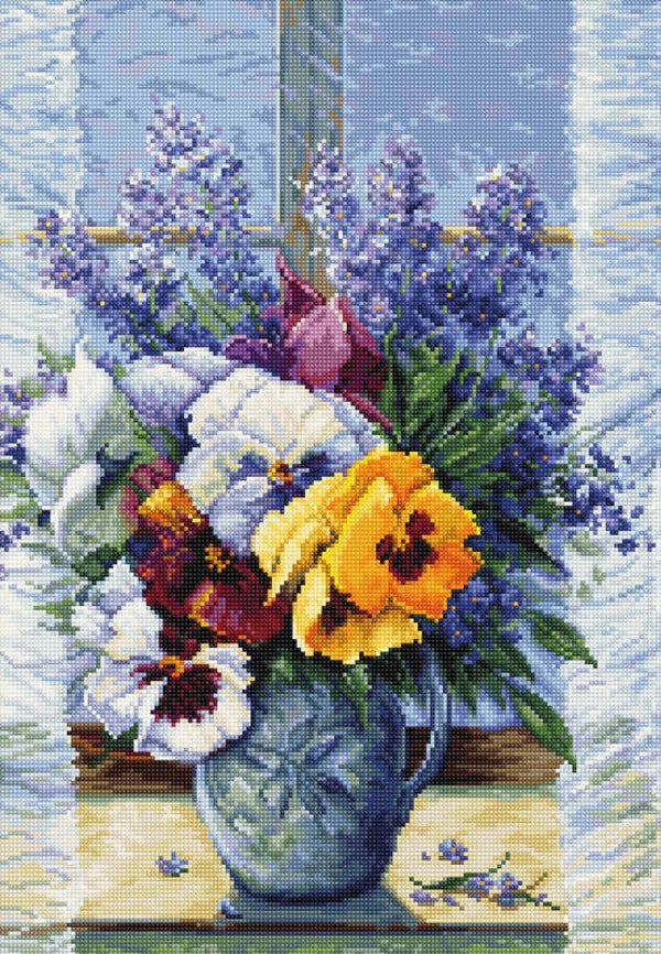 Borduurpakket - Bouquet with Pansies
