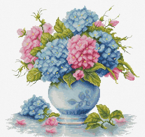 Borduurpakket - Vase with Hydrangea