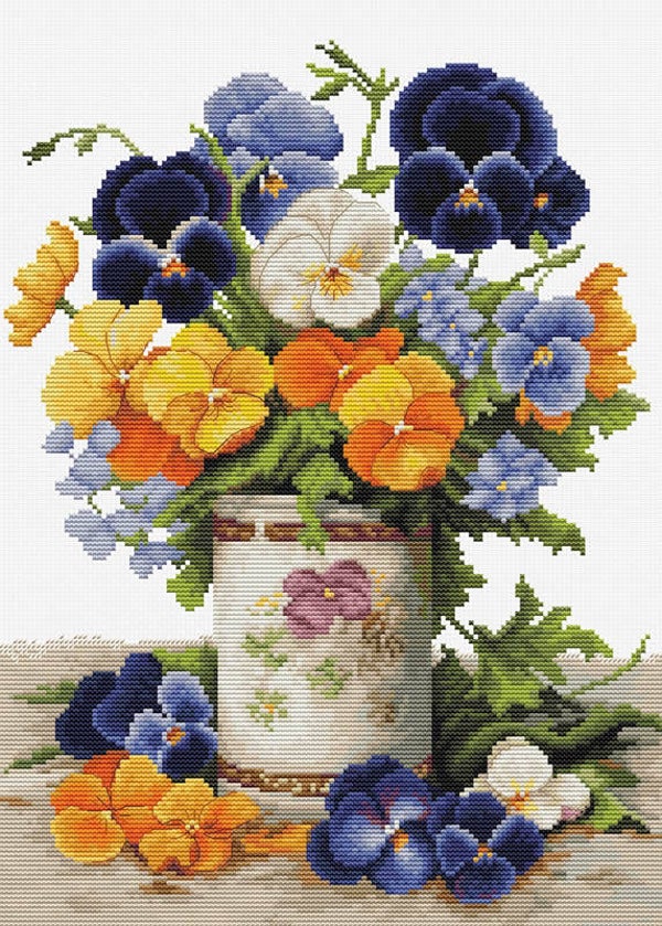 Borduurpakket - Pansies Bouquet