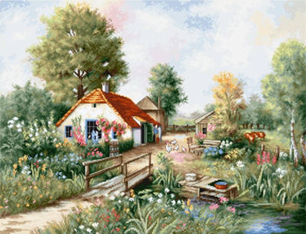 Borduurpakket - Village Landscape