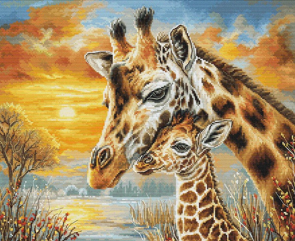 Borduurpakket - Giraffe Cuddle