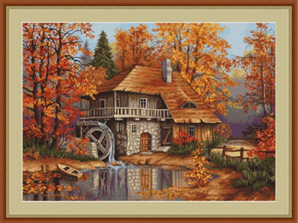 Petit Point Borduurpakket - Autumn Landscape