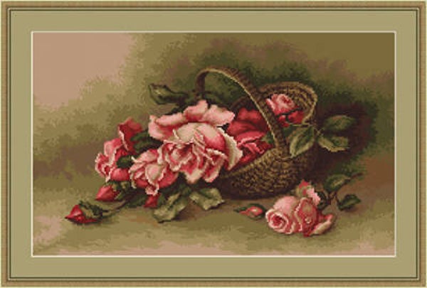 Petit Point Borduurpakket - Basket with Flowers