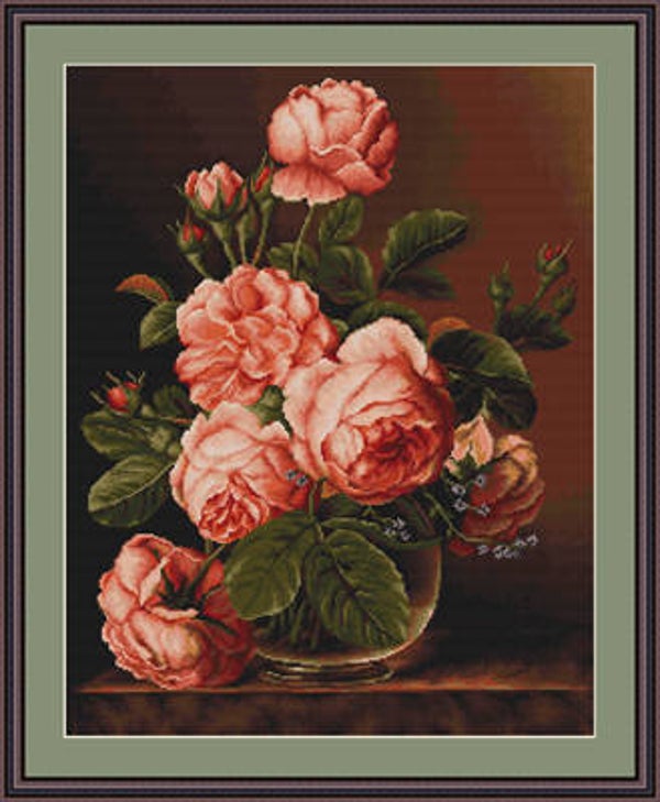 Petit Point Borduurpakket - Vase of Roses