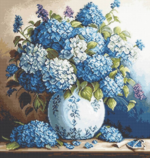 Petit Point borduurpakket - Vase with Hydrangeas