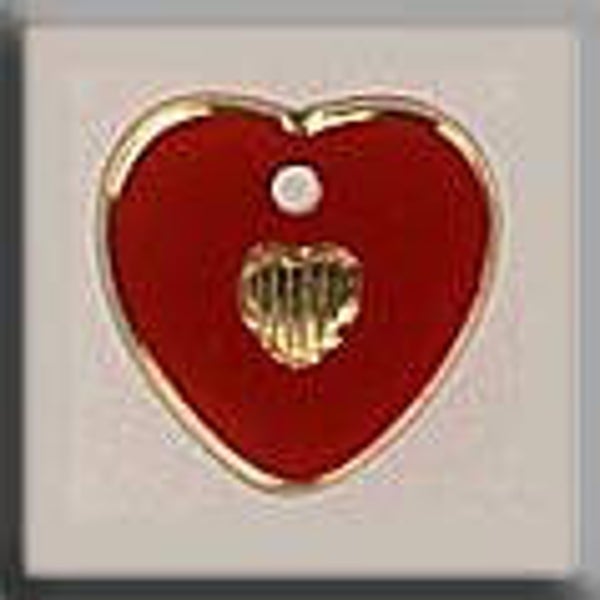 Glass Treasures - Small Engraved Heart - Red-Gold