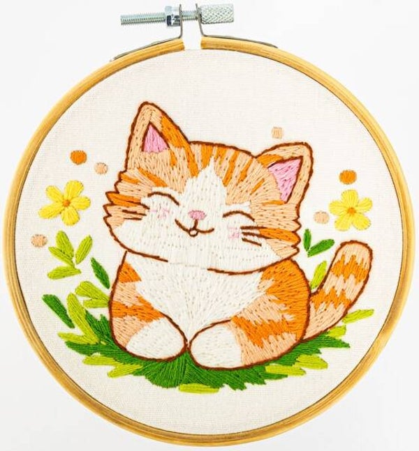 Vrij Borduren Pakket - Smiling Kitty