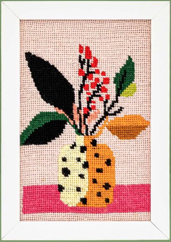 Needlepoint Canvas - Red Bloom Vase