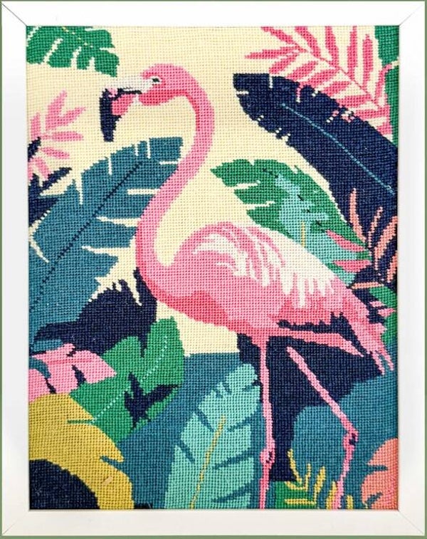Needlepoint Canvas - Tropical Flamingo