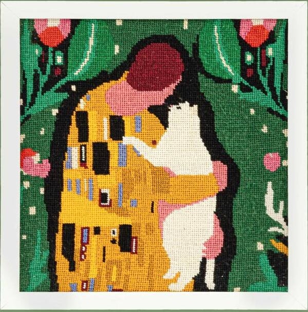 Needlepoint Canvas - The Feline Kiss