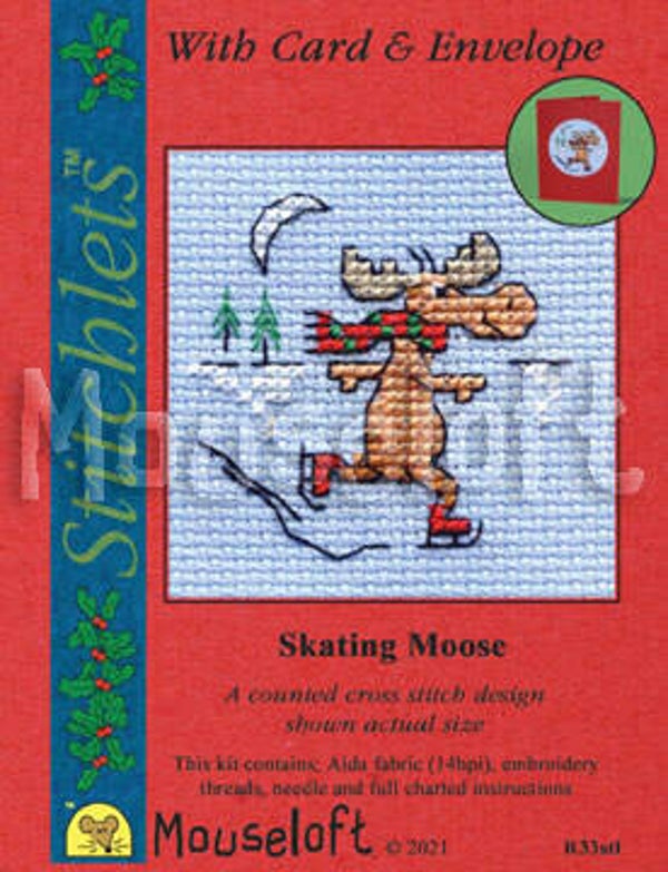 Borduurpakket - Skating Moose