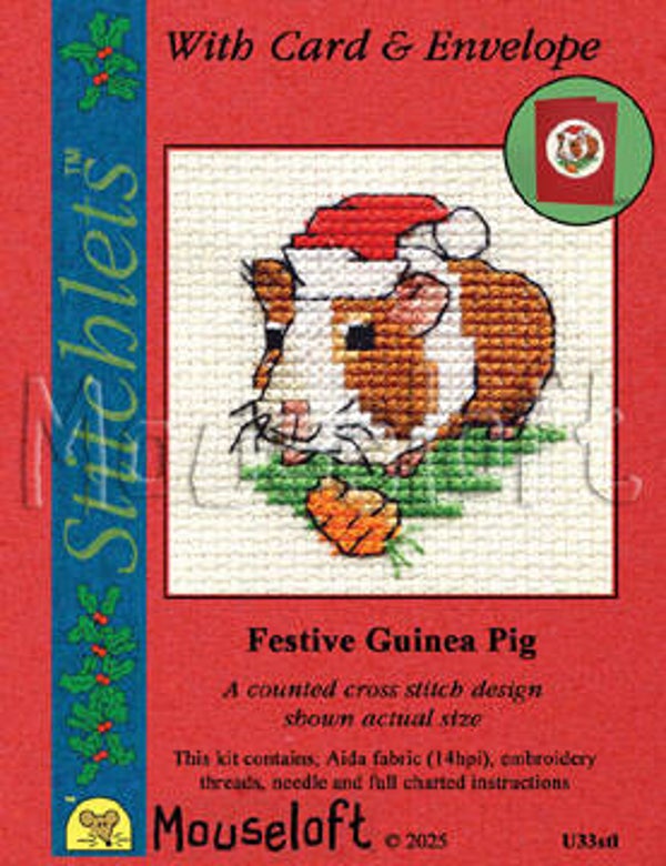Borduurpakket - Festive Guinea Pig