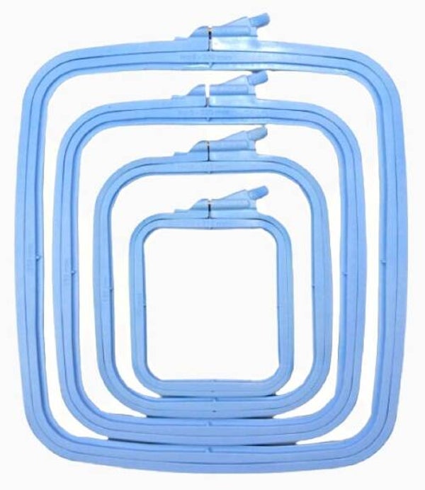 Rechthoekige borduurring - 14,5 x 16,5 cm - Blauw