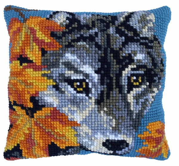 Kussen Borduurpakket - Autumn Wolf