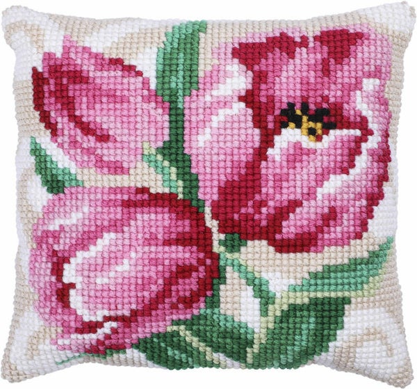Kussen Borduurpakket - Pink Tulips
