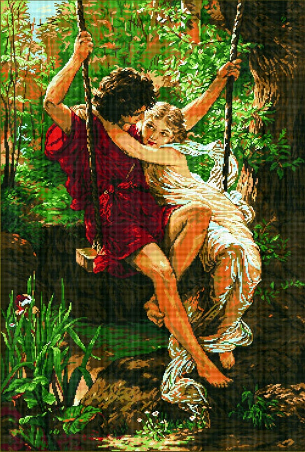 Voorbedrukt Borduurpakket - Lovers on a Swing