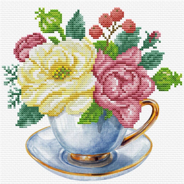 Voorbedrukt Borduurpakket - Blue Cup