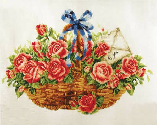Voorbedrukt Borduurpakket - Basket of Roses