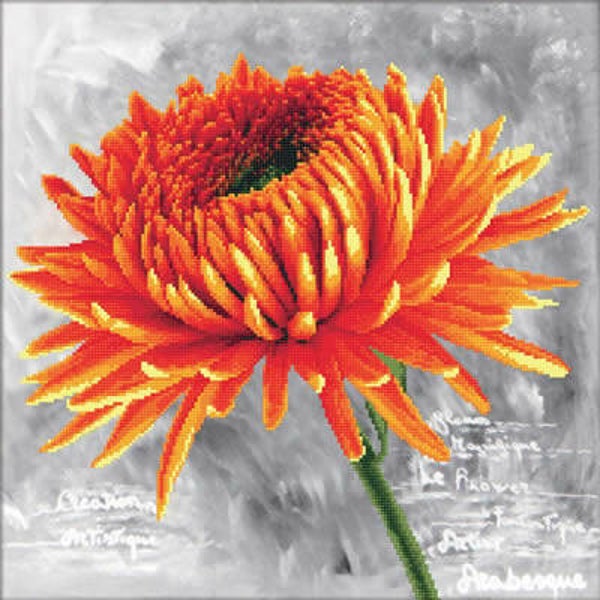 Voorbedrukt Borduurpakket - Orange Dahlia