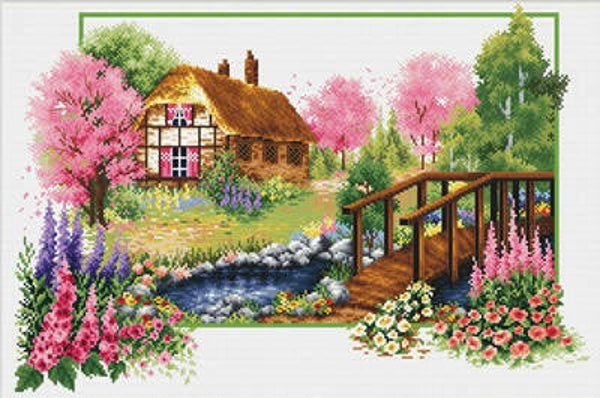 Voorbedrukt Borduurpakket - Spring Cottage