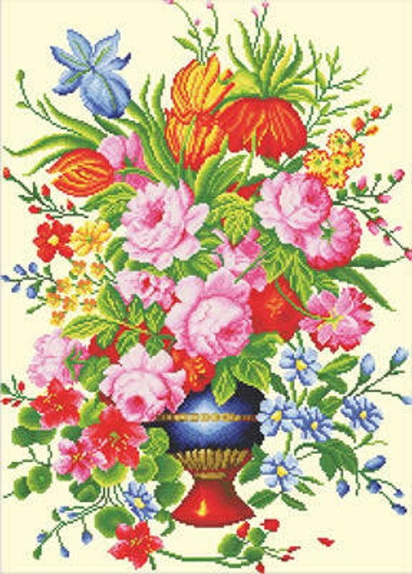 Voorbedrukt Borduurpakket - Elegant Floral Arrangement