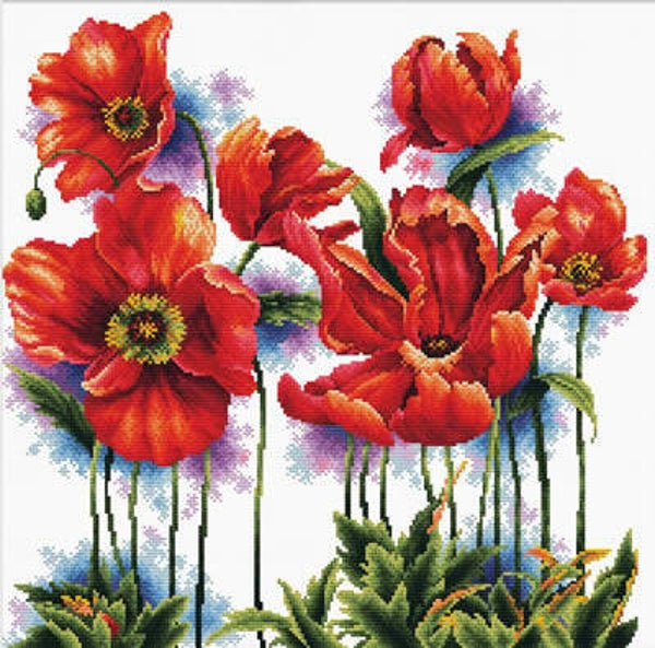 Voorbedrukt Borduurpakket - Lovely Poppies