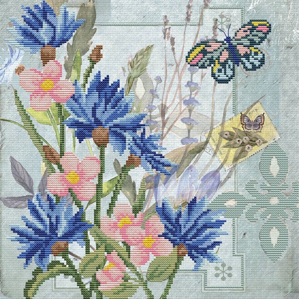 Voorbedrukt Borduurpakket - Cornflower Field
