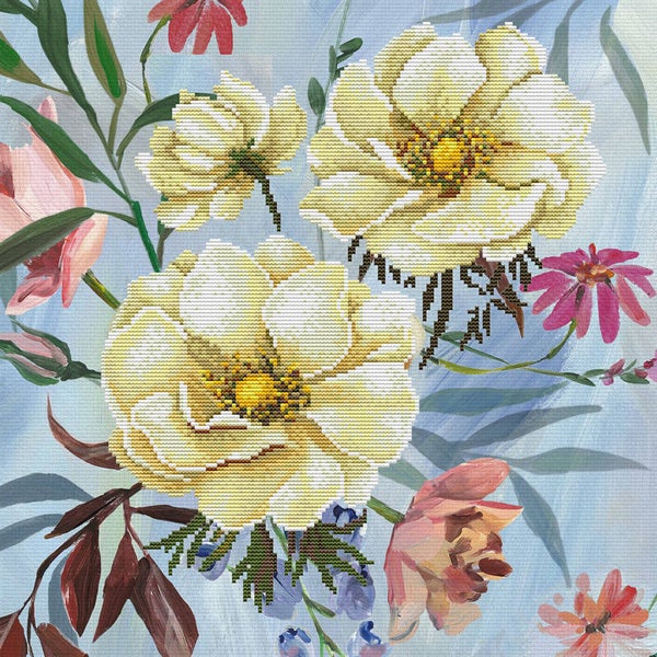 Voorbedrukt Borduurpakket - Wild Rose Bouquet