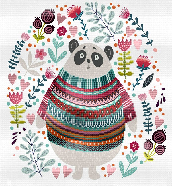 Voorbedrukt Borduurpakket - Panda Couture