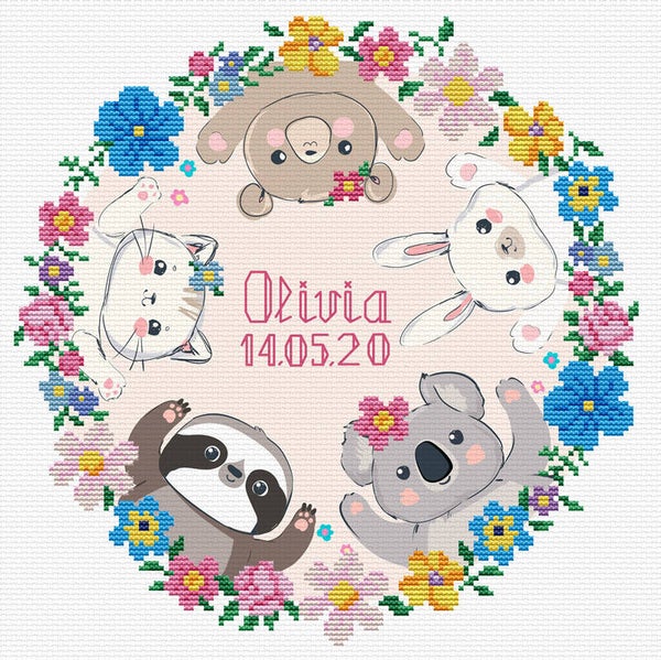 Voorbedrukt Borduurpakket - Sweet Baby Birth Sampler