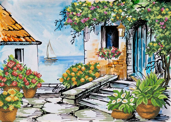 Voorbedrukt Borduurpakket - Seaside Paradise
