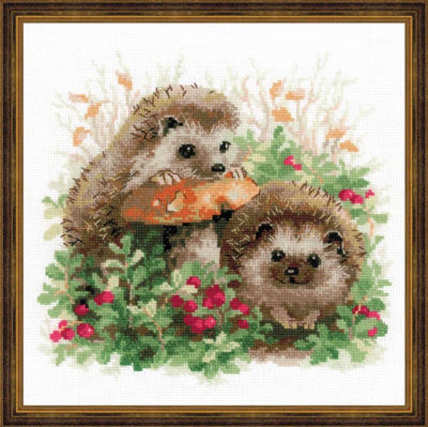 Borduurpakket - Hedgehogs in Lingonberries