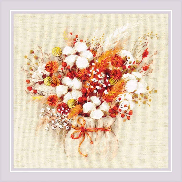 Borduurpakket - Bouquet with Lagurus and Cotton