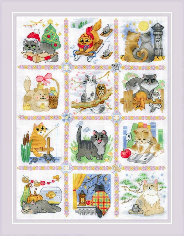 Borduurpakket - Cat Calendar