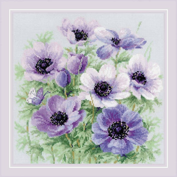 Borduurpakket - Purple Anemones