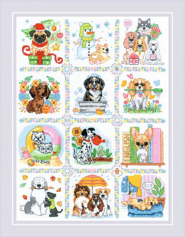 Borduurpakket - Dog Calendar