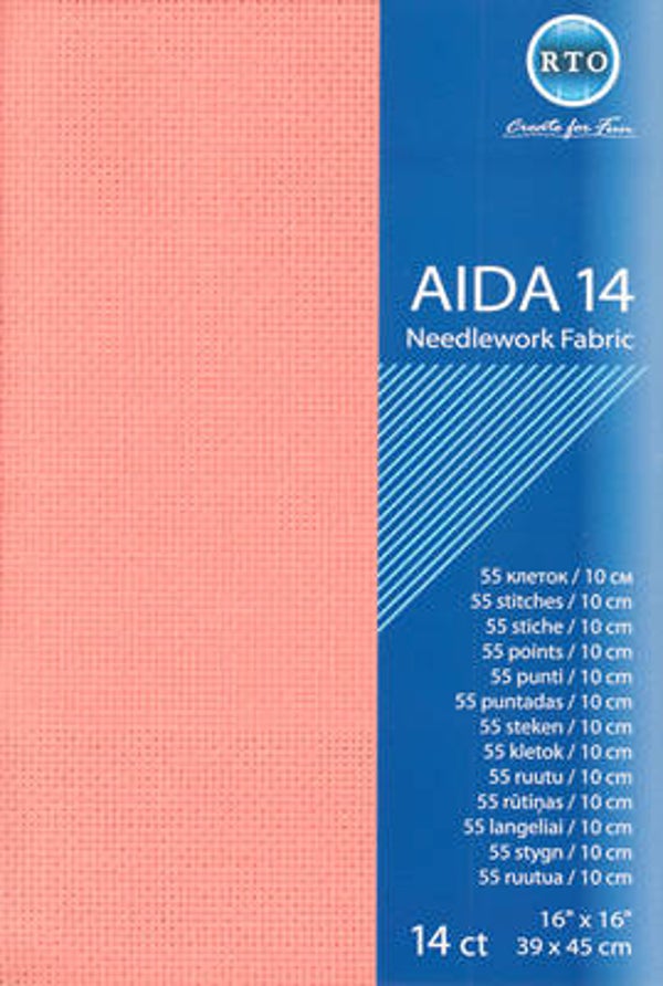 Borduurstof - Aida 14 count - Pink Salmon (39 x 45 cm)