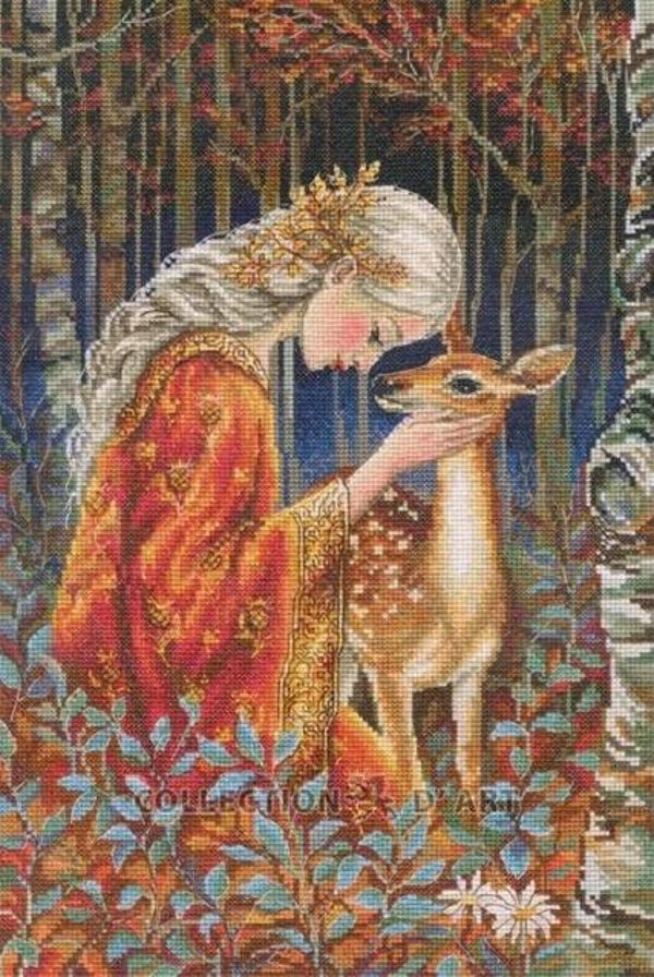 Borduurpakket - Fairytale Girl and Fawn