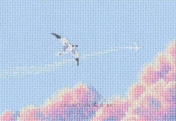 Borduurpakket - Seagulls in Pink Sky