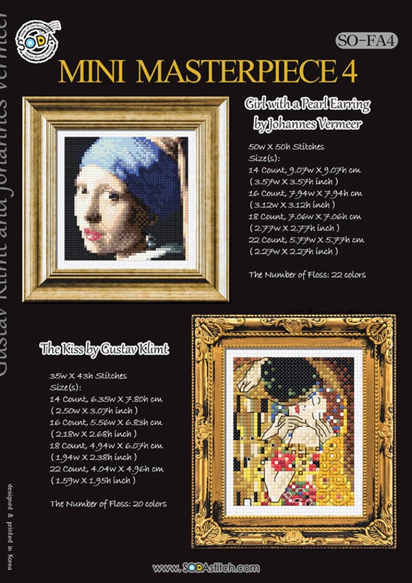 Borduurpatroon - Mini Masterpiece 4 - Vermeer en Klimt