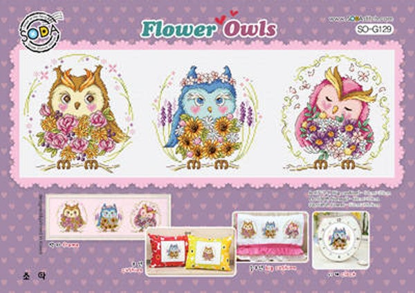 Borduurpatroon - Flower Owls