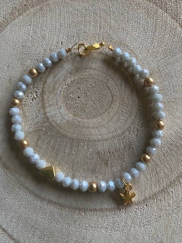 Armband BOHO graublau M | Seestern