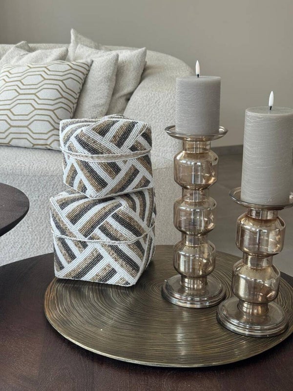 Handgemaakte Offermand – Beige/Wit