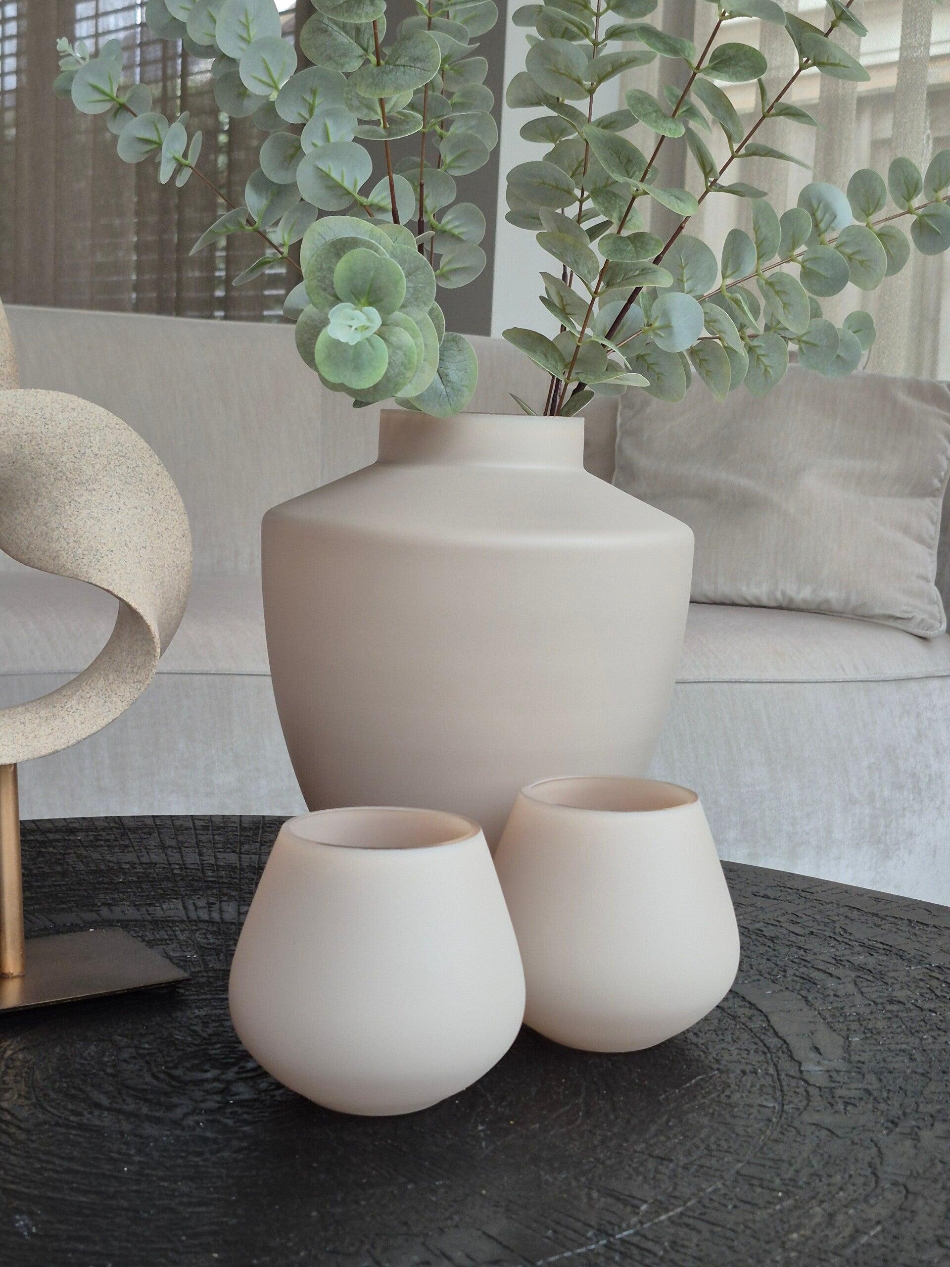 Kaarshouder Tasman matte ivory set van 2