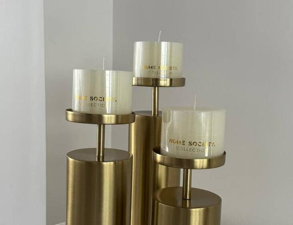 Home Society Kaarsen Wit en Goud.