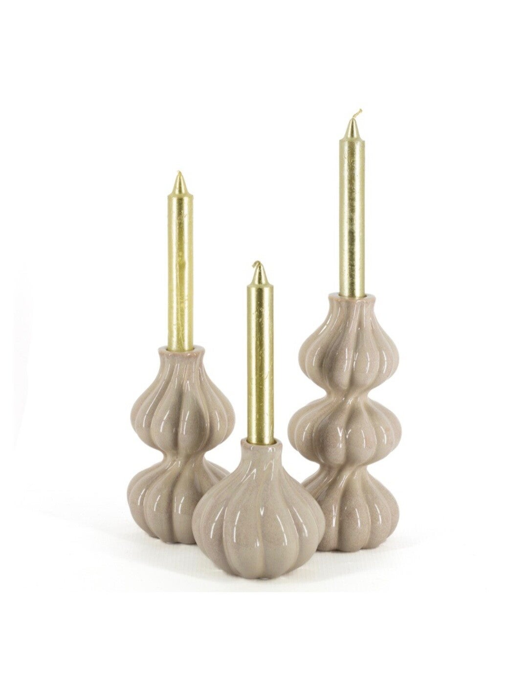 Aardewerk kaarsenhouders set van 3