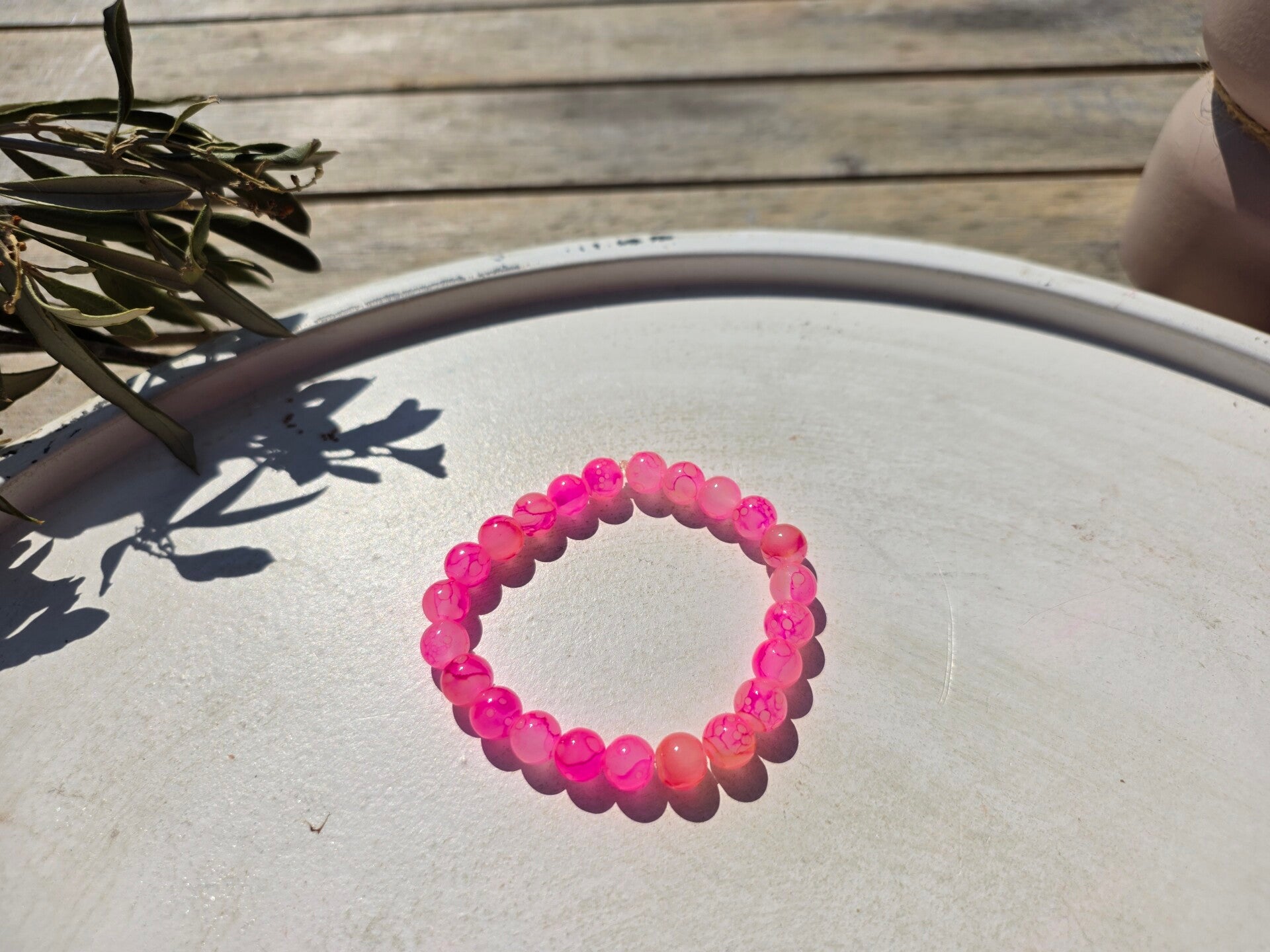 armband uit ronde kralen (8mm) in roze