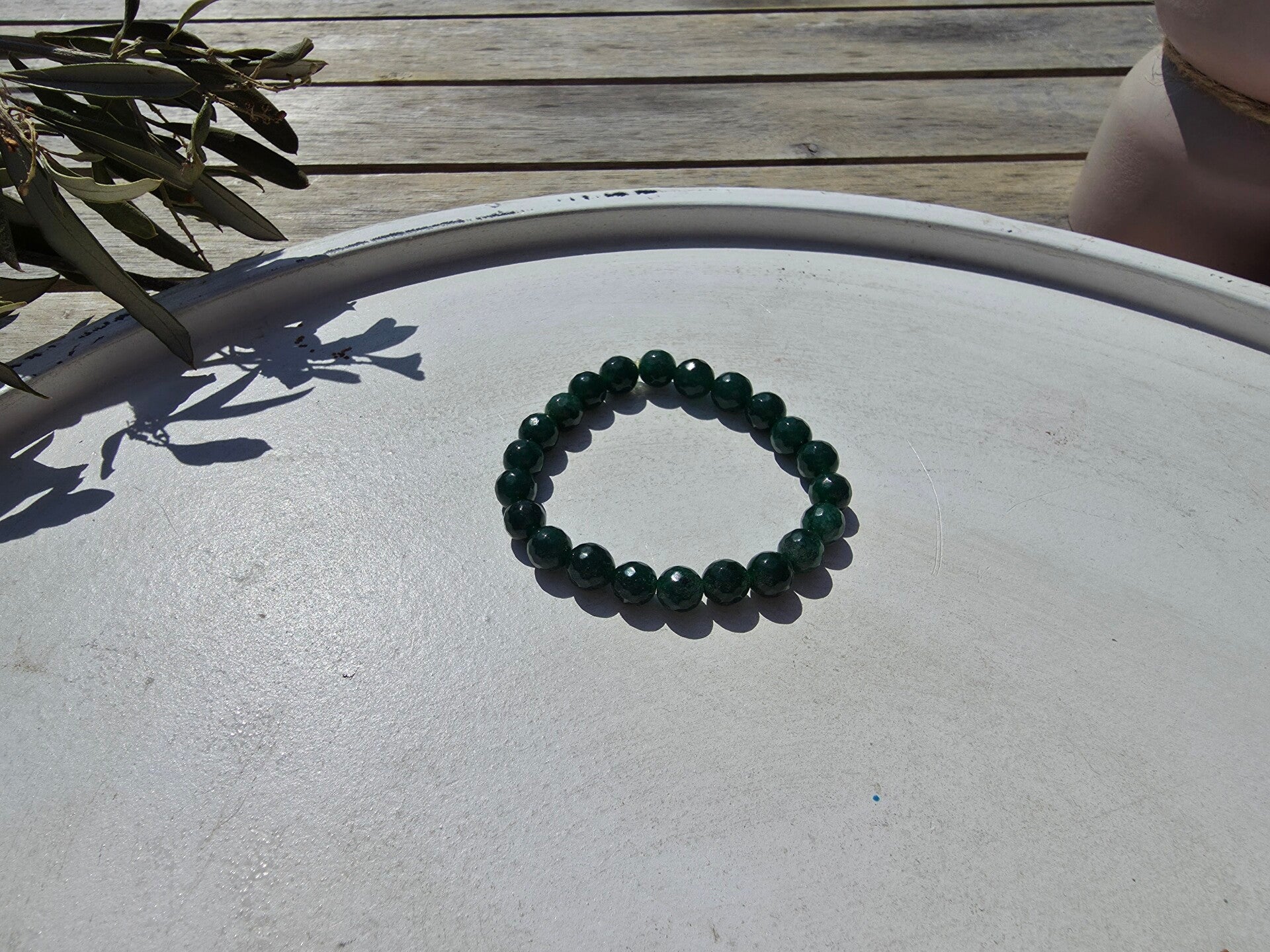 armband uit ronde kralen in donkergroen
