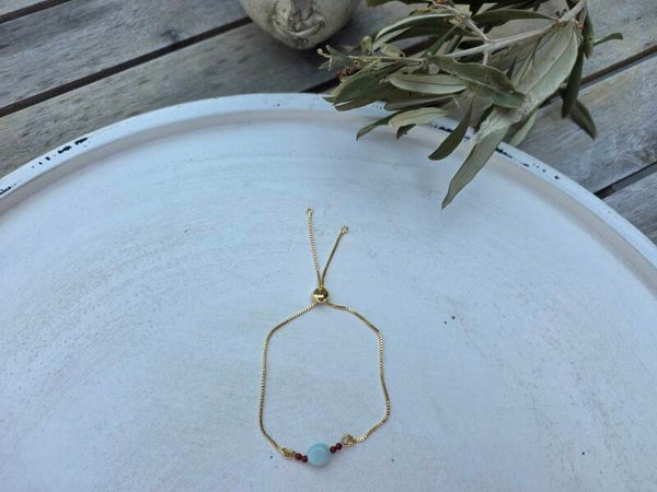 aanpasbare armband met rode jaspis en amazoniet